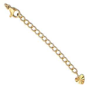 Fornituras Acero inox extenci&oacute;n set de cadena coraz&oacute;n con mosquet&oacute;n Dorado