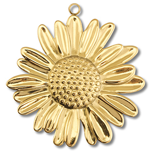 Colgantes Acero Inox flor Dorado