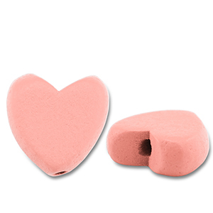 Abalorios de madera coraz&oacute;n Rosa claro