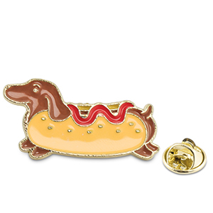 Pins hot dog Amarillo-marr&oacute;n-dorado