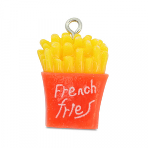 Colgantes de resina papas fritas Rojo coral-amarillo