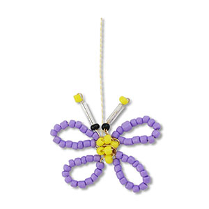 Colgantes de abalorios de cristal mariposa P&uacute;rpura-amarillo-negro