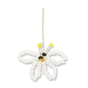 Colgantes de abalorios de cristal mariposa Blanco-amarillo-negro