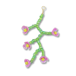 Colgantes de abalorios de cristal flor Verde transparente-lila AB-amarillo