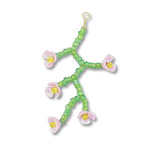 Colgantes de abalorios de cristal flor Verde transparente-rose claro AB-amarillo