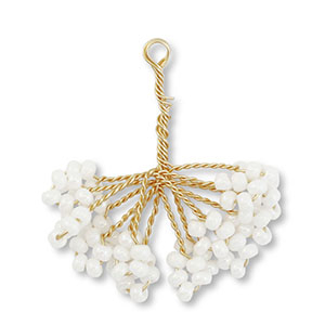 Colgantes de abalorios de cristal flor Dorado-blanco