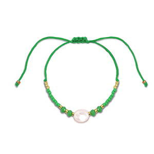 Pulseras trendy abalorios mixtas Verde-blanco-dorado