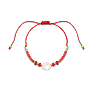 Pulseras trendy abalorios mixtas Rojo-blanco-dorado