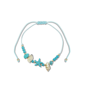 Pulsera tobillera trendy abalorios mixtas Turquesa-dorado