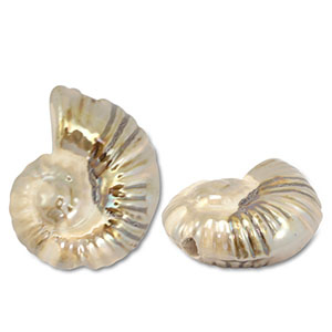 Abalorios de cer&aacute;mica griega DQ conchas Beige-marr&oacute;n
