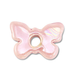 Abalorios de cer&aacute;mica griega DQ mariposa Rosa claro
