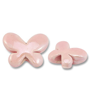 Abalorios de cer&aacute;mica griega DQ mariposa Rosa claro