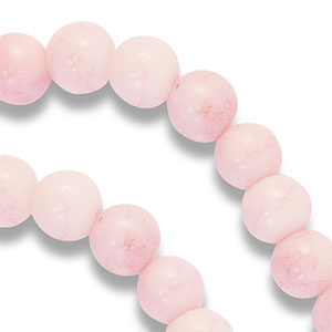 Abalorios de vidrio 8 mm Rosa neblina-blanco
