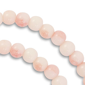 Abalorios de vidrio 6 mm Rosa claro coral-blanco