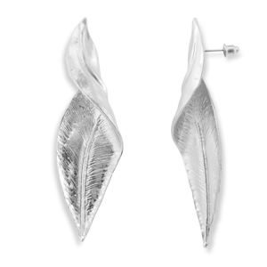 Pendientes trendy hoja Plateado