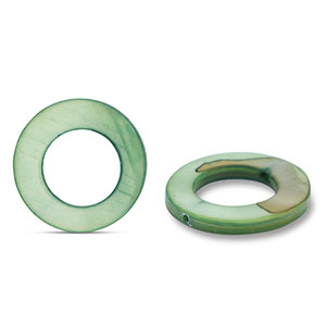 Abalorios conchas 20mm redondos Verde oscuro