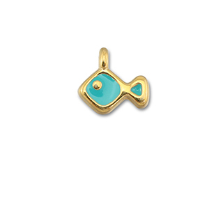 Colgantes met&aacute;licos DQ pez Azul turquesa-Dorado (sin n&iacute;quel)
