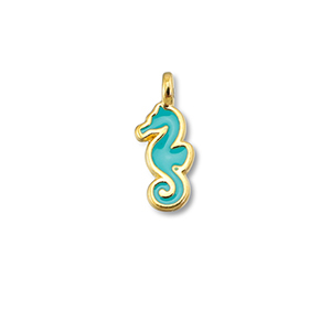 Colgantes met&aacute;licos DQ caballito de mar Azul turquesa-Dorado (sin n&iacute;quel)