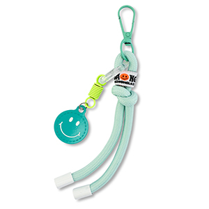 Llavero Smiley con cuerda Menta-amarillo ne&oacute;n-blanco