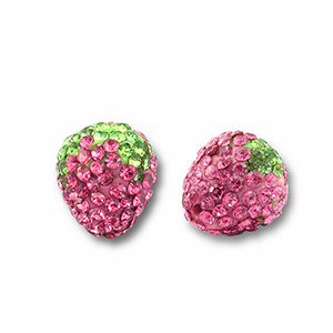 Abalorios acr&iacute;licos con strass fresa Rosa-verde claro