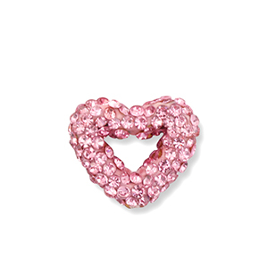 Abalorios acr&iacute;licos con strass coraz&oacute;n Rosa claro