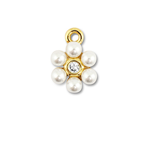 Metal TQ lat&oacute;n colgante flor con perlas Dorado-blanco