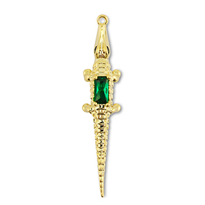 Metal TQ lat&oacute;n colgante cocodrilo Dorado-verde oscuro