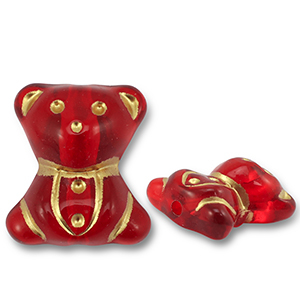Abalorios acr&iacute;licos oso Rojo-dorado