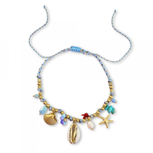 Pulseras Acero Inox con colgante vida marina Dorado-multicolor