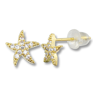 Metal TQ lat&oacute;n pendiente estrella de mar Dorado-transparente