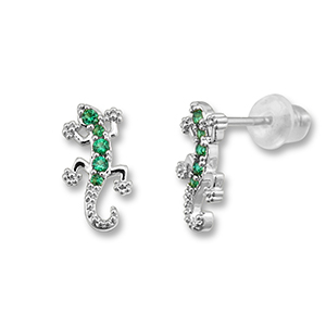Metal TQ lat&oacute;n pendiente lagarto Plateado-verde