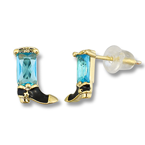 Metal TQ lat&oacute;n pendiente bota vaqueras Dorado-azul claro