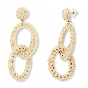 Pendientes rafia trendy &oacute;valo Beige-dorado
