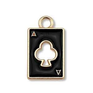 Colgantes met&aacute;licos esmalte carta Dorado-negro