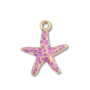Colgantes met&aacute;licos esmalte estrella de mar Dorado-p&uacute;rpura