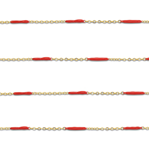 Fornituras Acero Inox cadena jasseron con barra Dorado-rojo