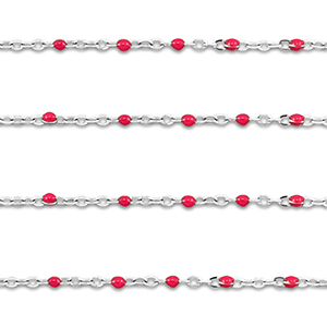 Fornituras Acero Inox cadena jasseron 1mm Plateado-rojo cereza