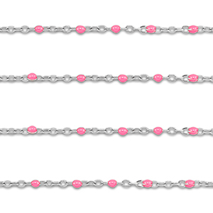 Fornituras Acero Inox cadena jasseron 1mm Plateado-rosa