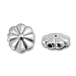 Abalorios Acero Inox flor Plateado