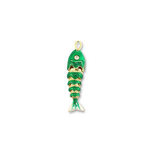 Colgantes de lat&oacute;n Eco-brass&reg; pez Dorado-verde-blanco