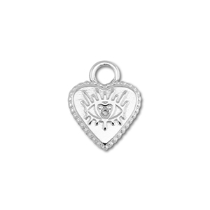 Colgantes Acero Inox coraz&oacute;n con Ojo Providencia Plateado