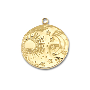 Colgantes Acero Inox sol & luna Dorado