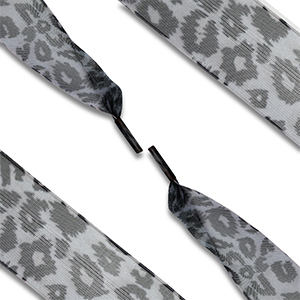 Cord&oacute;n de zapato trendy de organza leopardo Gris-negro