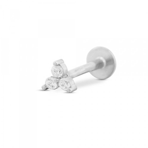 Piercing oreja Acero Inox tri&aacute;ngulo Plateado