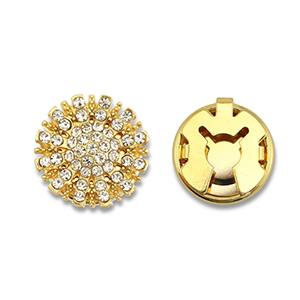 Cubrebotones de lat&oacute;n Eco-brass&reg; zirc&oacute;n sol Dorado-cristal