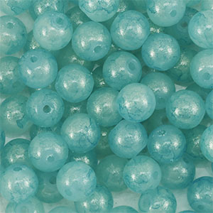 Abalorios de vidrio con glitter 4 mm Azul turqueza-dorado