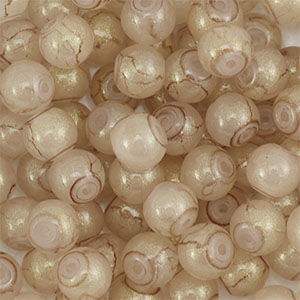 Abalorios de vidrio con glitter 4 mm Beige-dorado