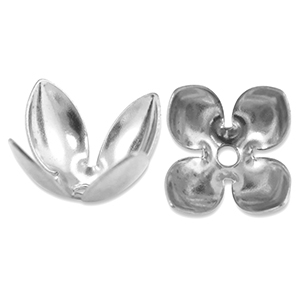 Fornituras Acero Inox tapones de cuentas flor Plateado