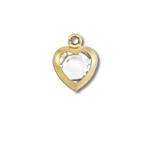 Colgantes Acero Inox coraz&oacute;n Dorado-transparente