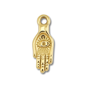 Colgantes Acero Inox mano con ojo Dorado
